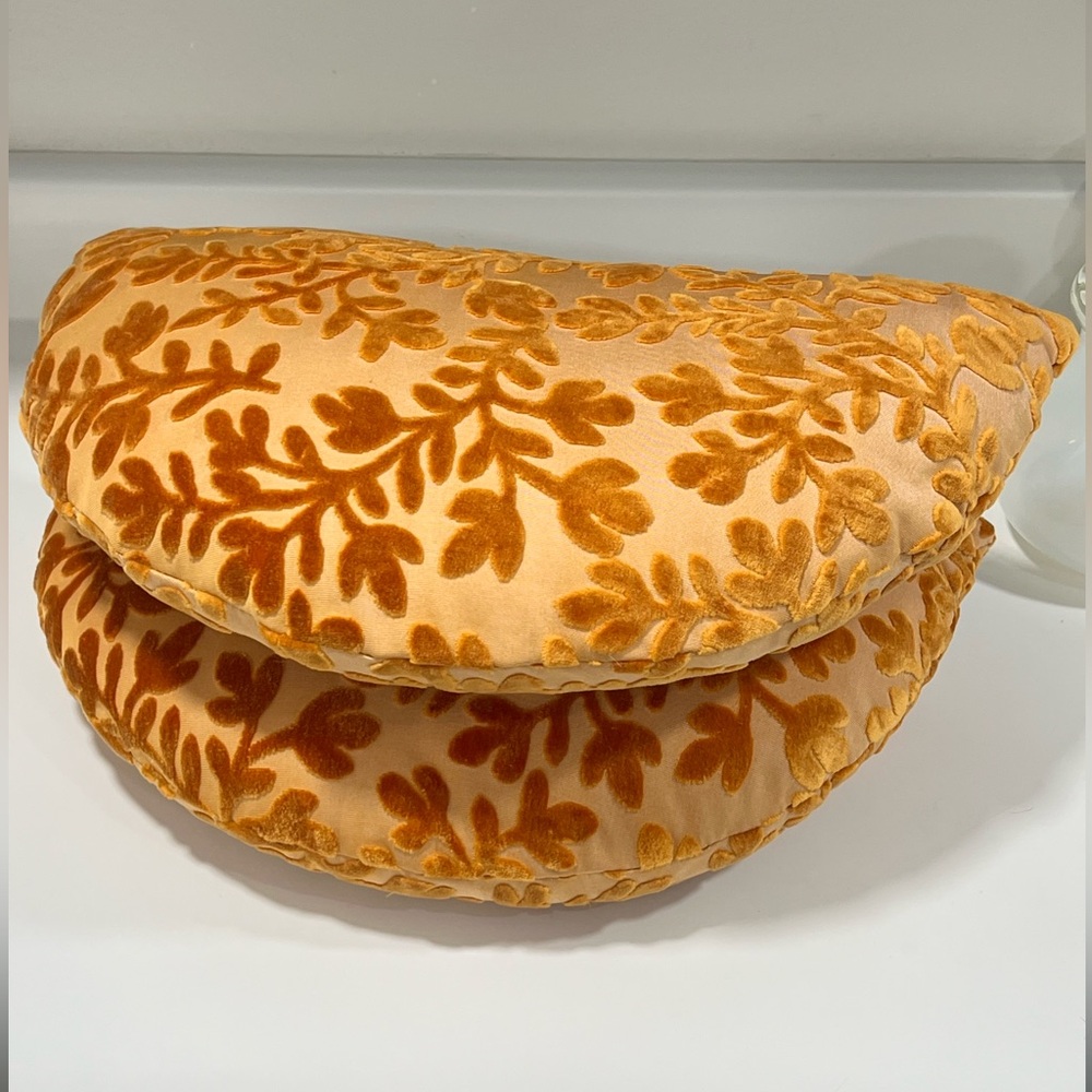 Velvet Burnout Retro Floral Half Round Pillows (Set Of 2) - Picture 9 of 12